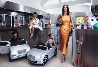 Kim Kardashian poses with her children for Vogue photoshoot