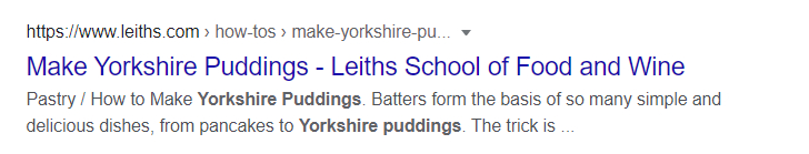 Yorkshire pudding rich snippet